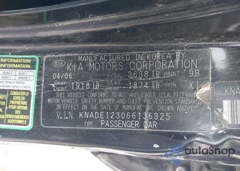 2006 Kia Rio Lx from USA, damaged, VIN KNADE123066136325